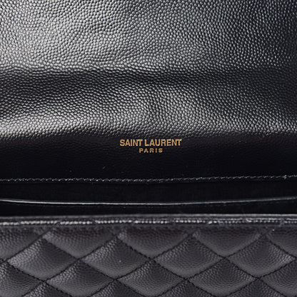 Saint Laurent Grain De Poudre Textured Mixed Matelasse Triquilt Medium Monogram Satchel Black 6 of 16
