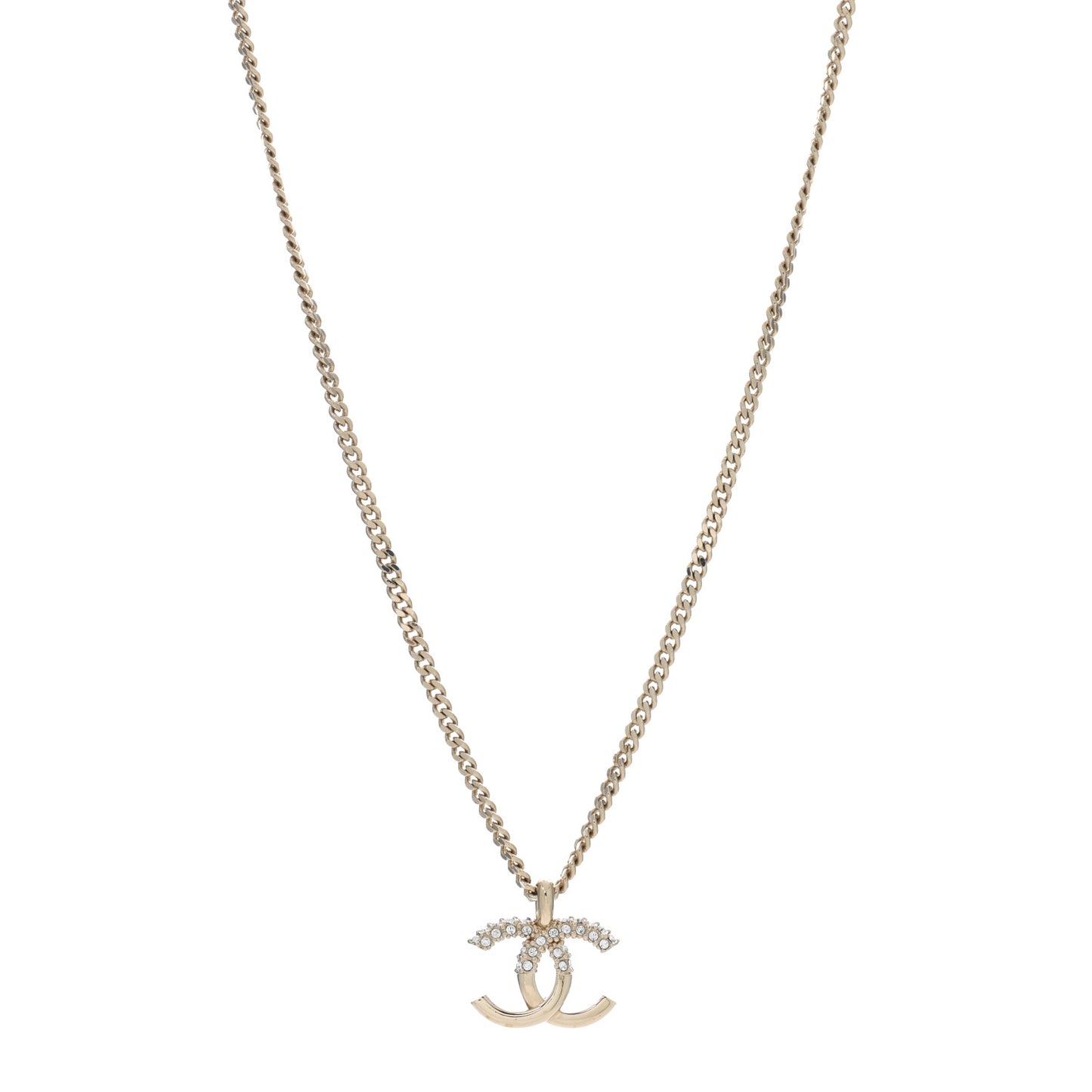 Crystal Logo CC Chain Necklace Gold
