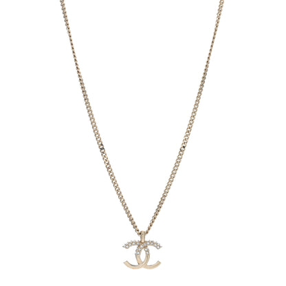 Chanel Crystal Logo CC Chain Necklace Gold 1 of 5