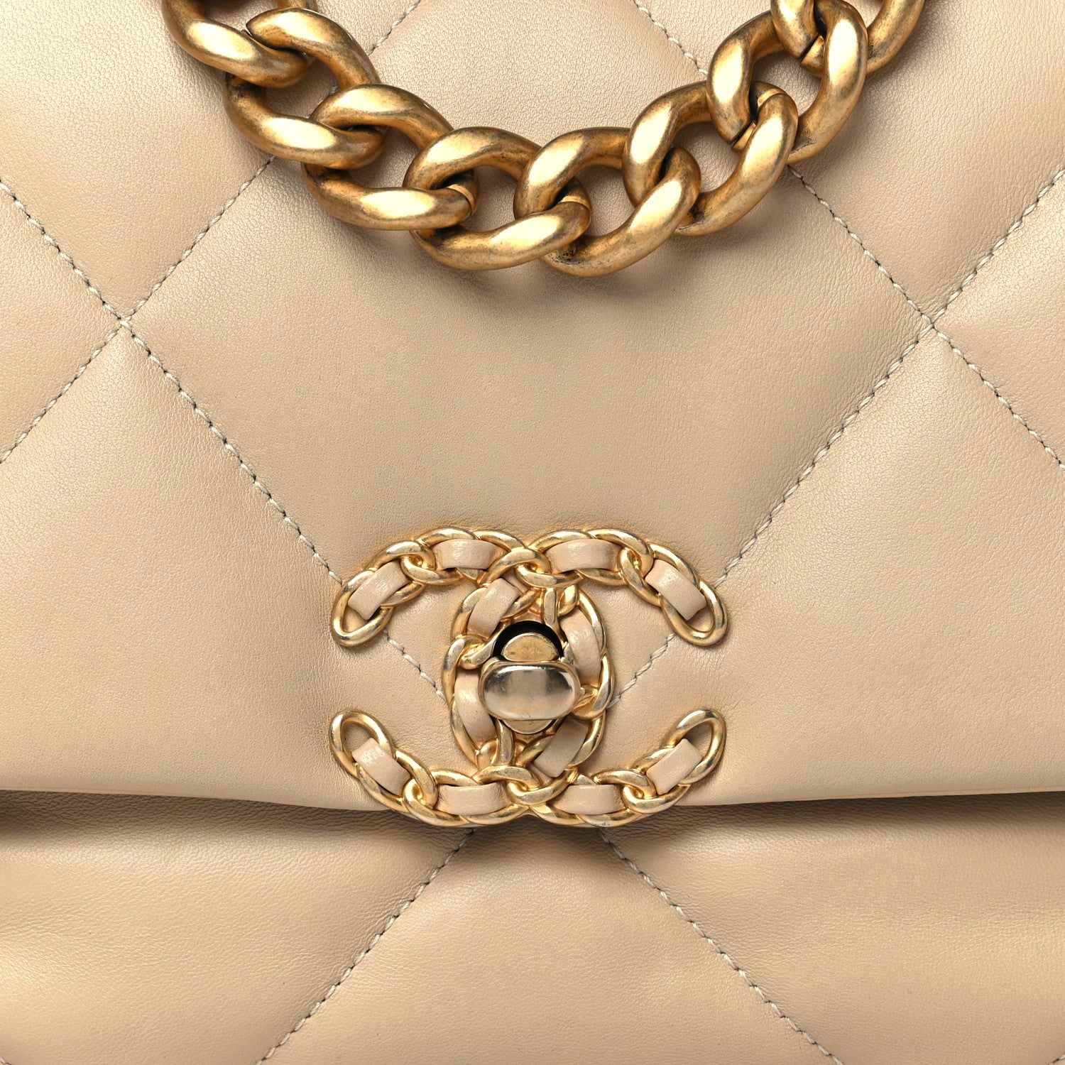 Chanel Lambskin Quilted Medium Chanel 19 Flap Light Beige 8 of 10