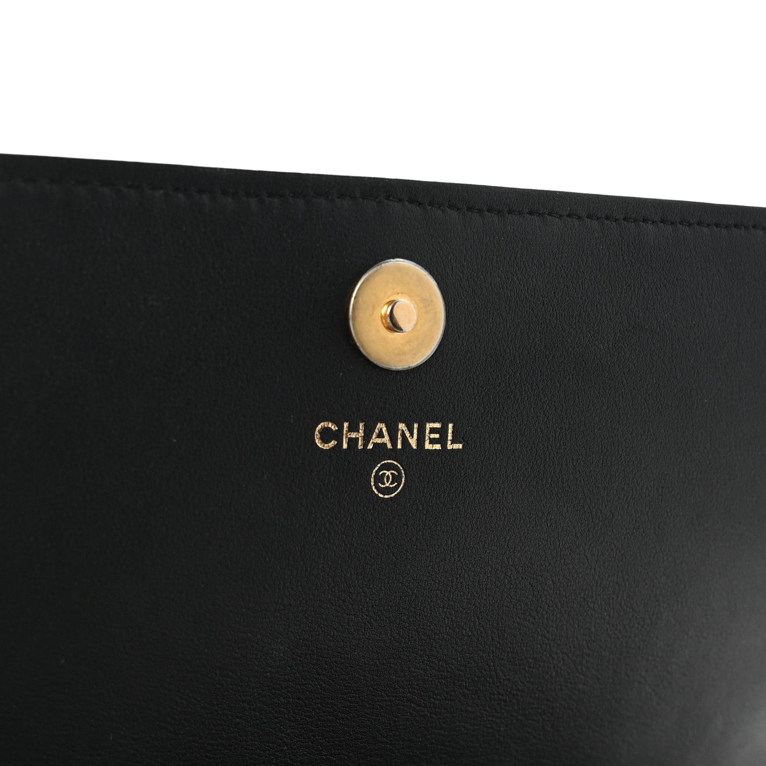 Chanel Calfskin Quilted Front Logo Enchained Clutch Black 6 of 8