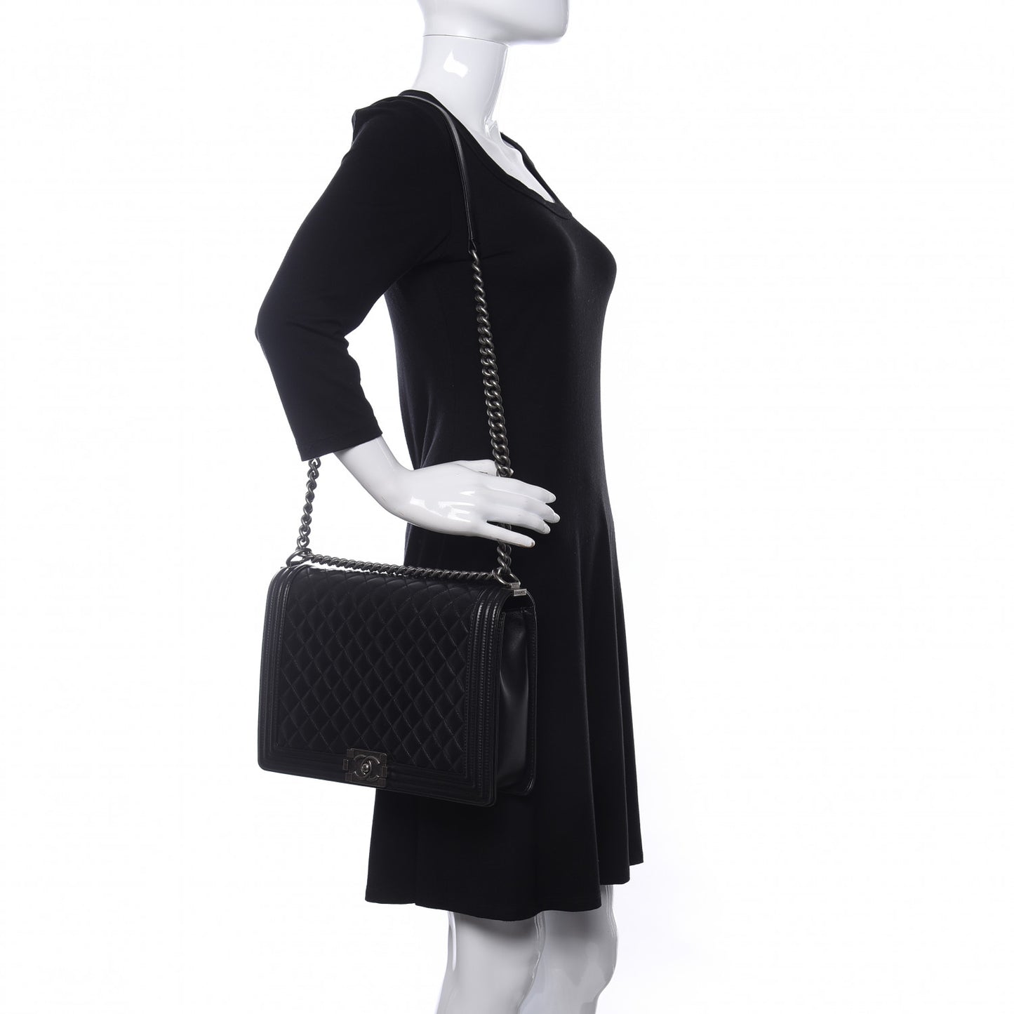 Lambskin Quilted Large Boy Flap Black