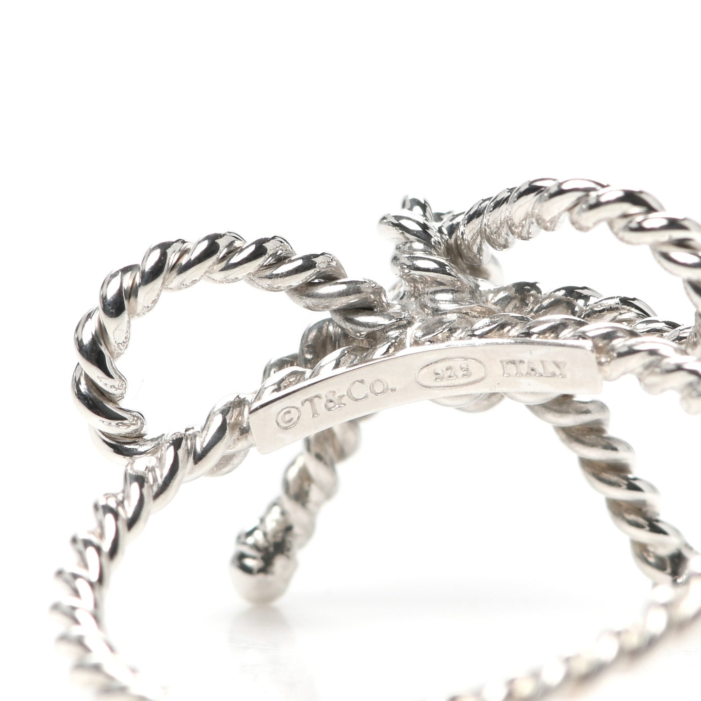 Sterling Silver Textured Twist Bow Ring 49 5