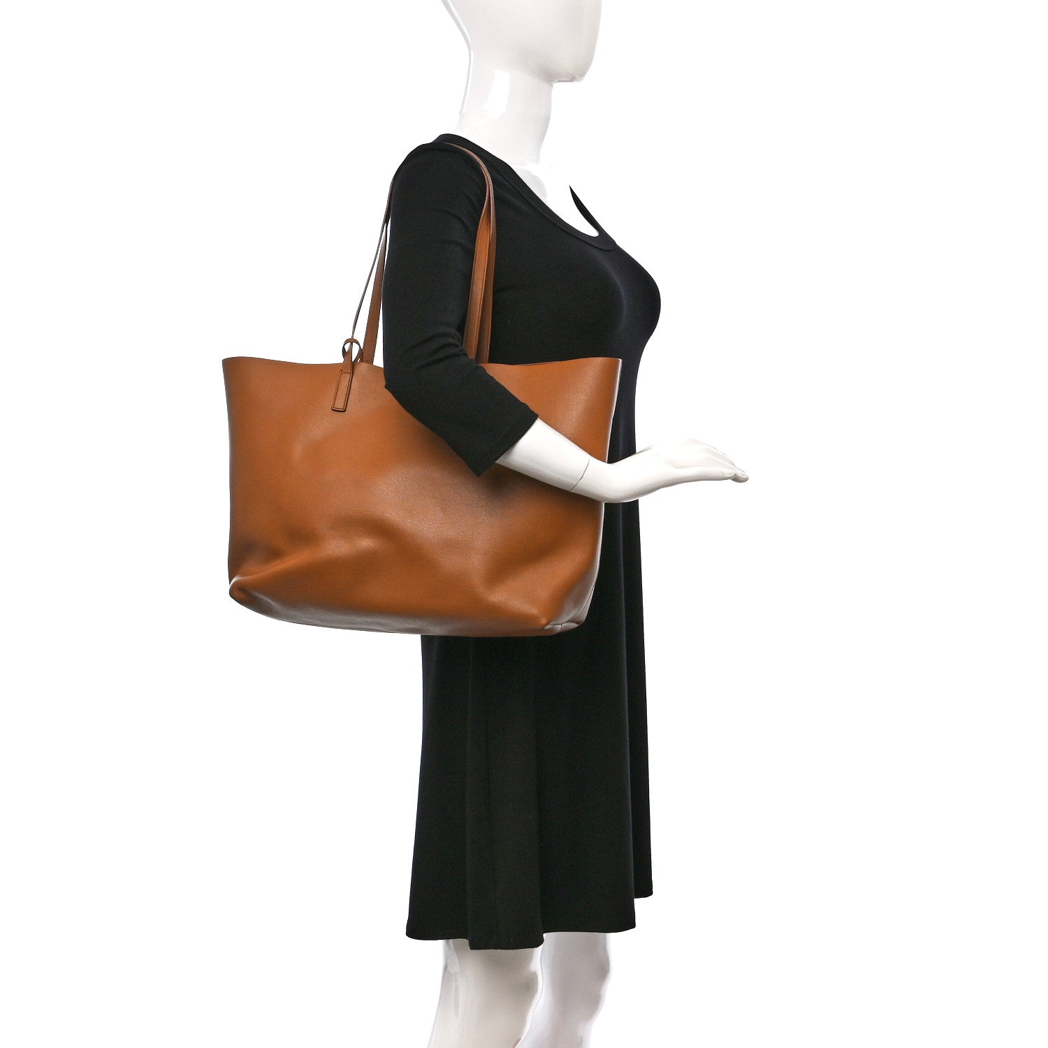 Saint Laurent Calfskin Large Shopping Tote Dark Tan 2 of 19