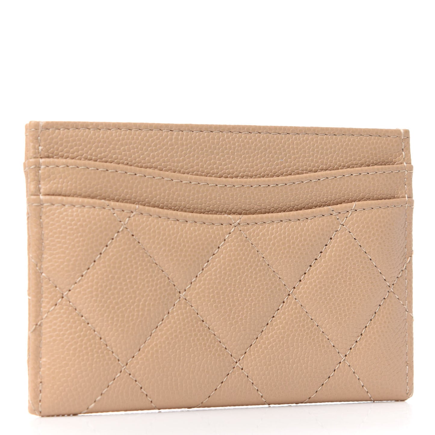 Caviar Quilted Card Holder Beige