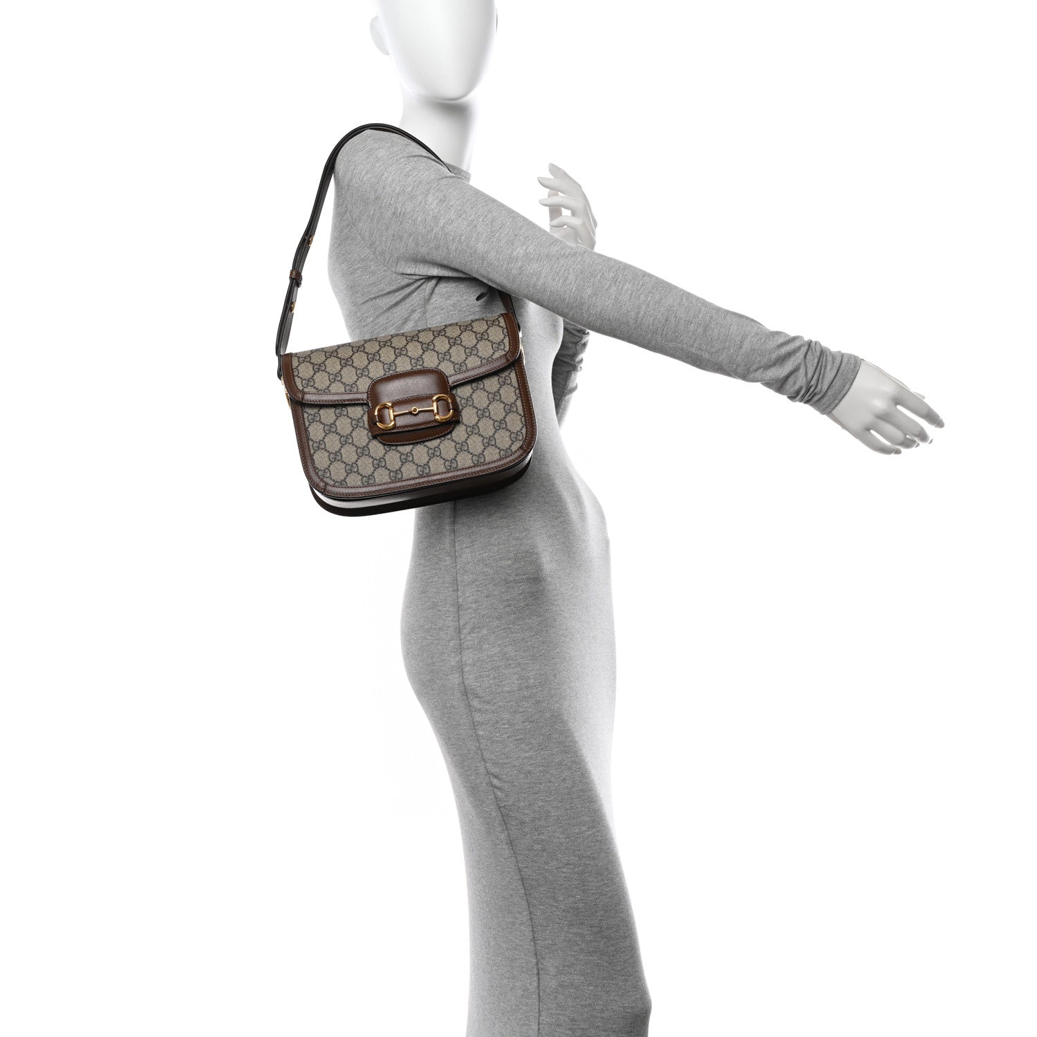 Gucci GG Supreme Monogram Horsebit 1955 Shoulder Bag Beige Brown Sugar 2 of 13