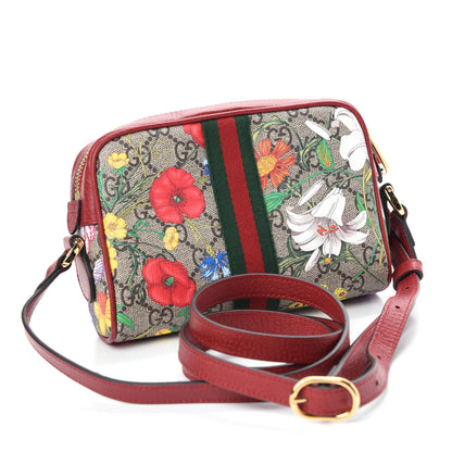 Gucci GG Supreme Monogram Flora Web Mini Ophidia Shoulder Bag Red 3 of 10