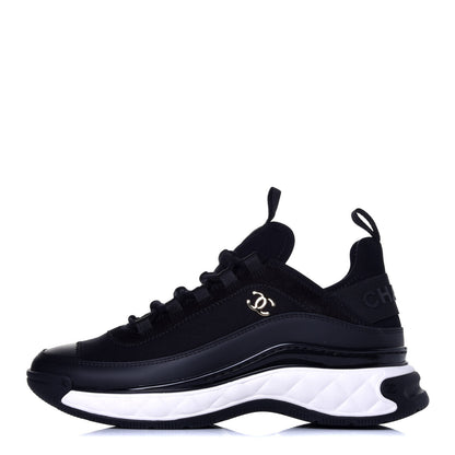 Chanel Velvet Calfskin Mixed Fibers CC Sneakers 37 Black 1 of 8