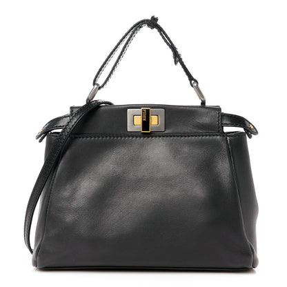 Fendi Vitello Saddle Mini Peekaboo Iconic Satchel Black 1 of 13
