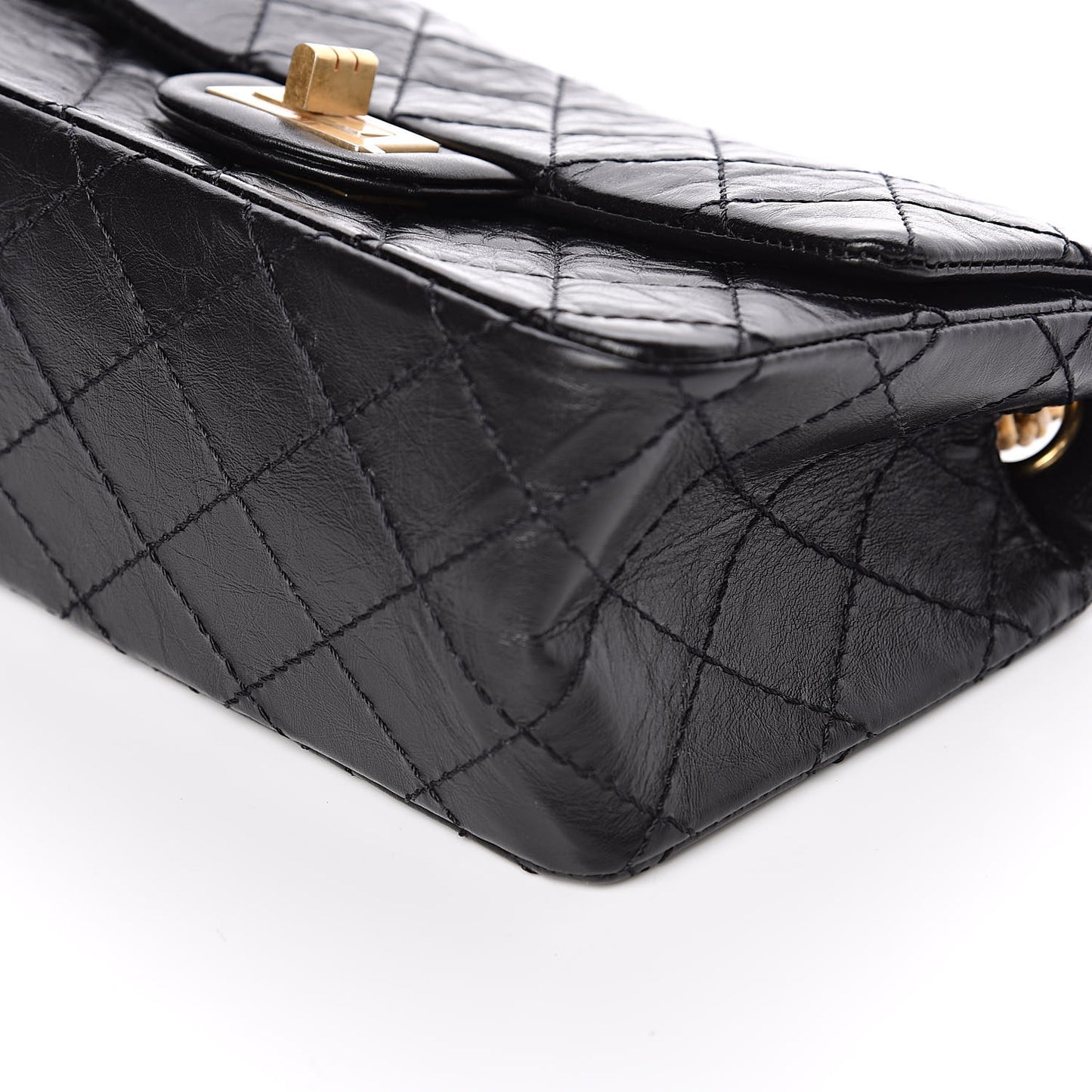 Aged Calfskin Quilted 2.55 Reissue Mini Flap Black