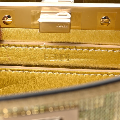 Fendi Crystal Vitello Laminato FF Petite Peekaboo I SEE U Satchel Crystal Platinum Light Gold 6 of 9