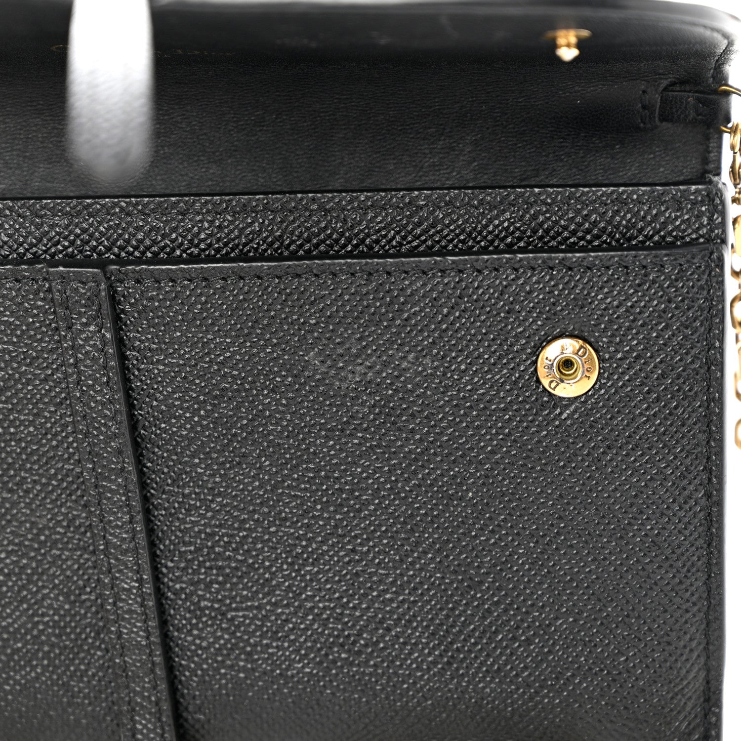 Christian Dior Grained Calfskin Saddle Chain Wallet Pouch Black 12 of 12