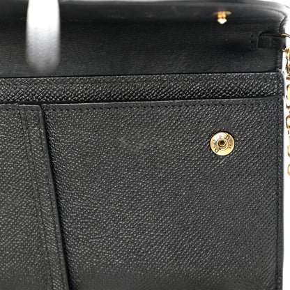 Christian Dior Grained Calfskin Saddle Chain Wallet Pouch Black 12 of 12