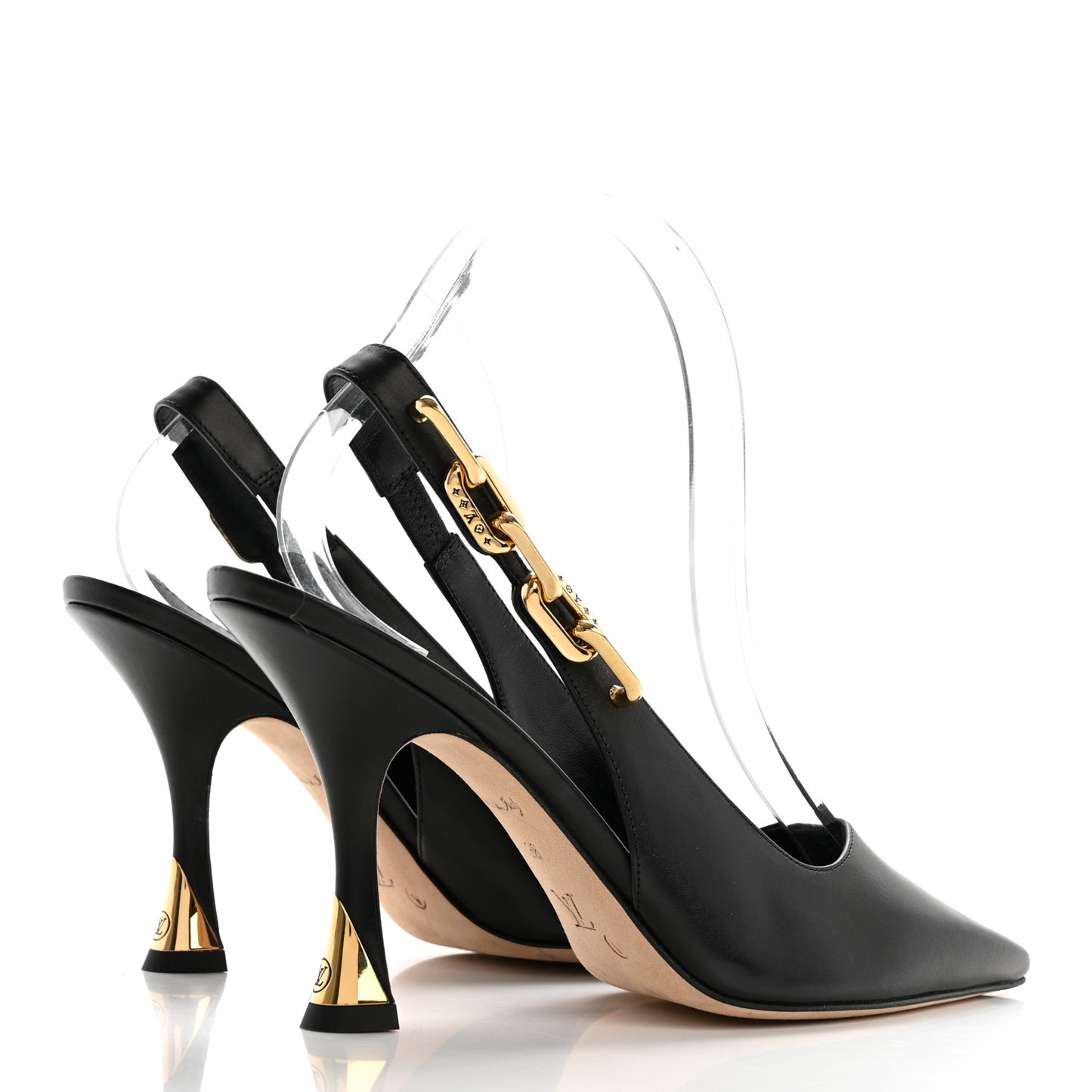 Calfskin Sparkle Slingback Pumps 38 Black