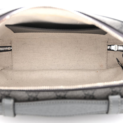 Gucci GG Supreme Monogram Textured Dollar Calfskin Small Ophidia Top Handle Shoulder Bag Grey Black Graphite Grey 5 of 14