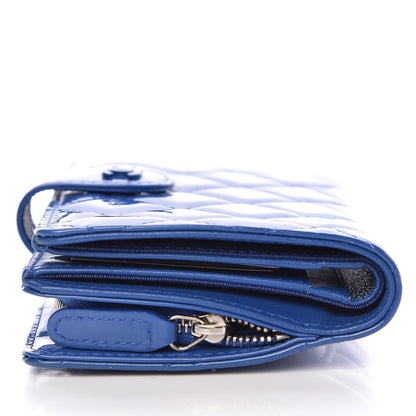 Chanel Patent Quilted Zipped Pocket Wallet Blue 12 of 15