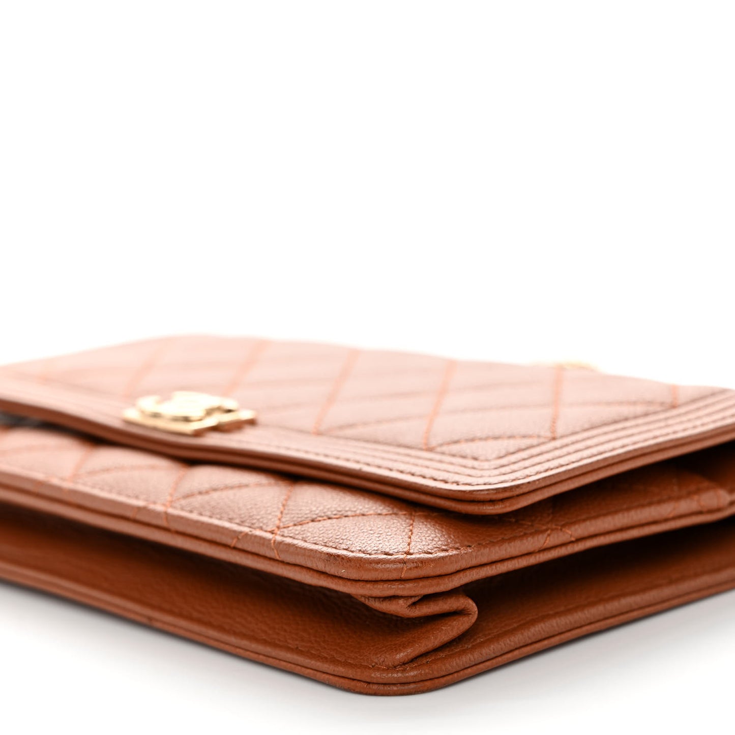 Caviar Quilted Boy Wallet On Chain WOC Brown