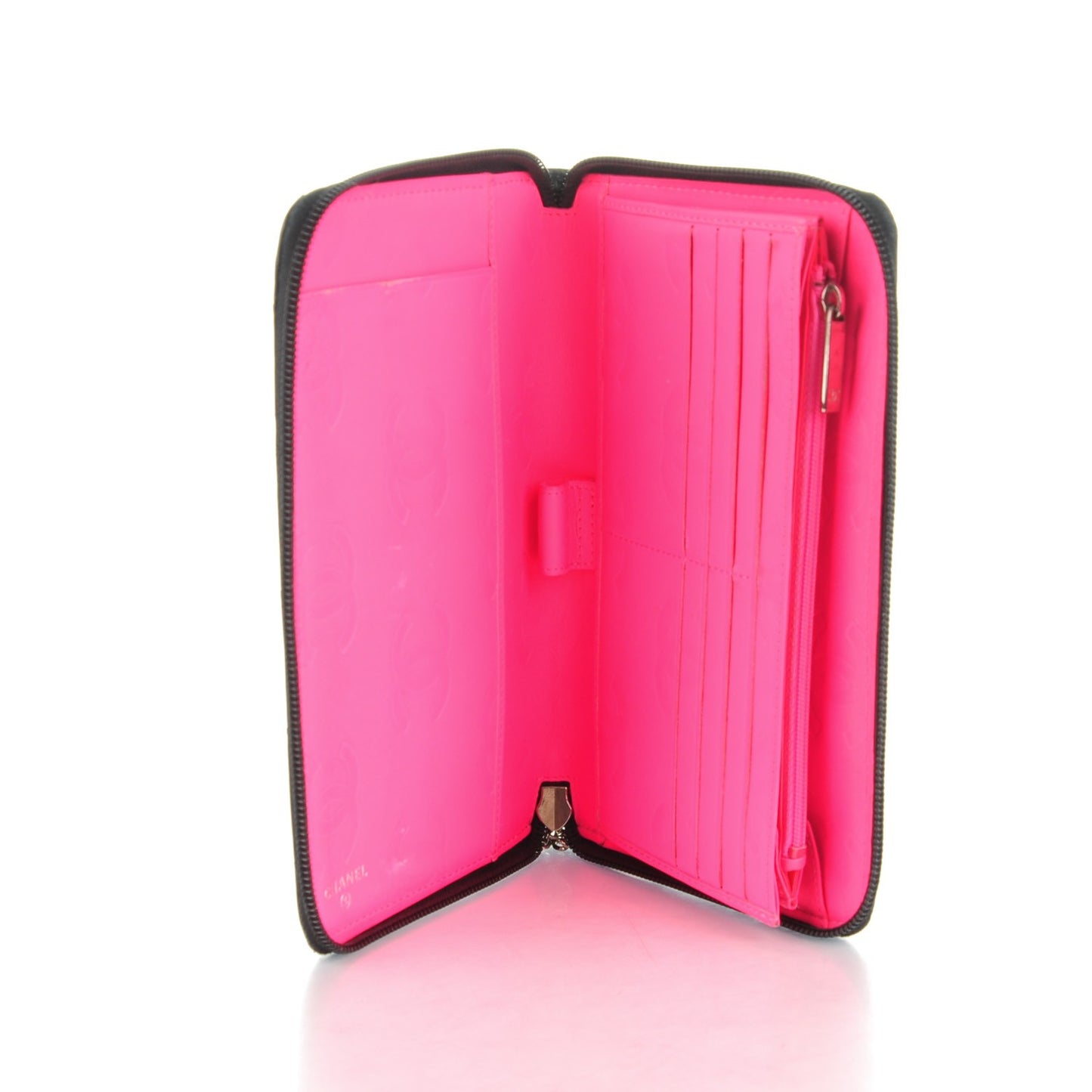 Calfskin Cambon Zip Around Organizer Wallet Black