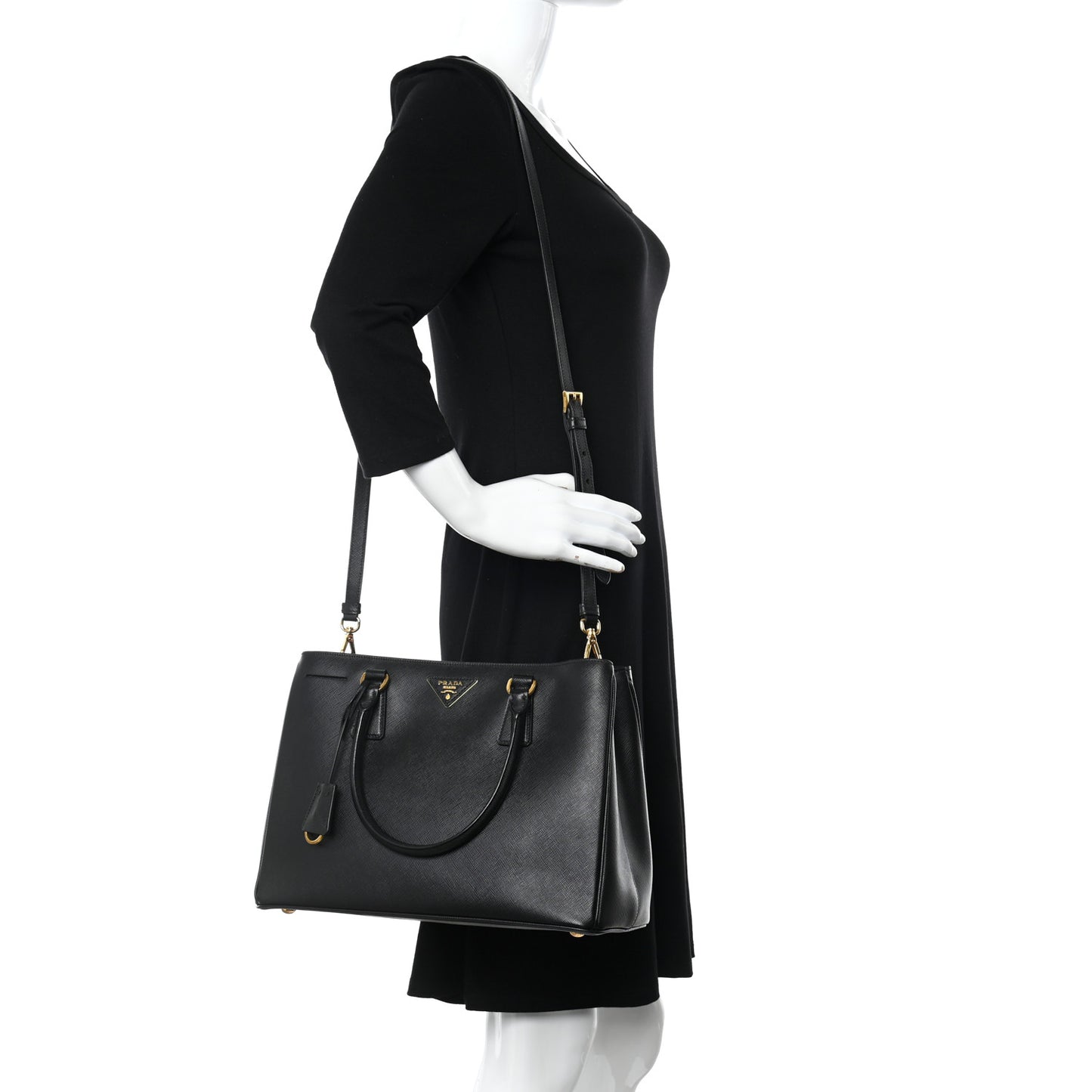 Saffiano Lux Medium Tote Black