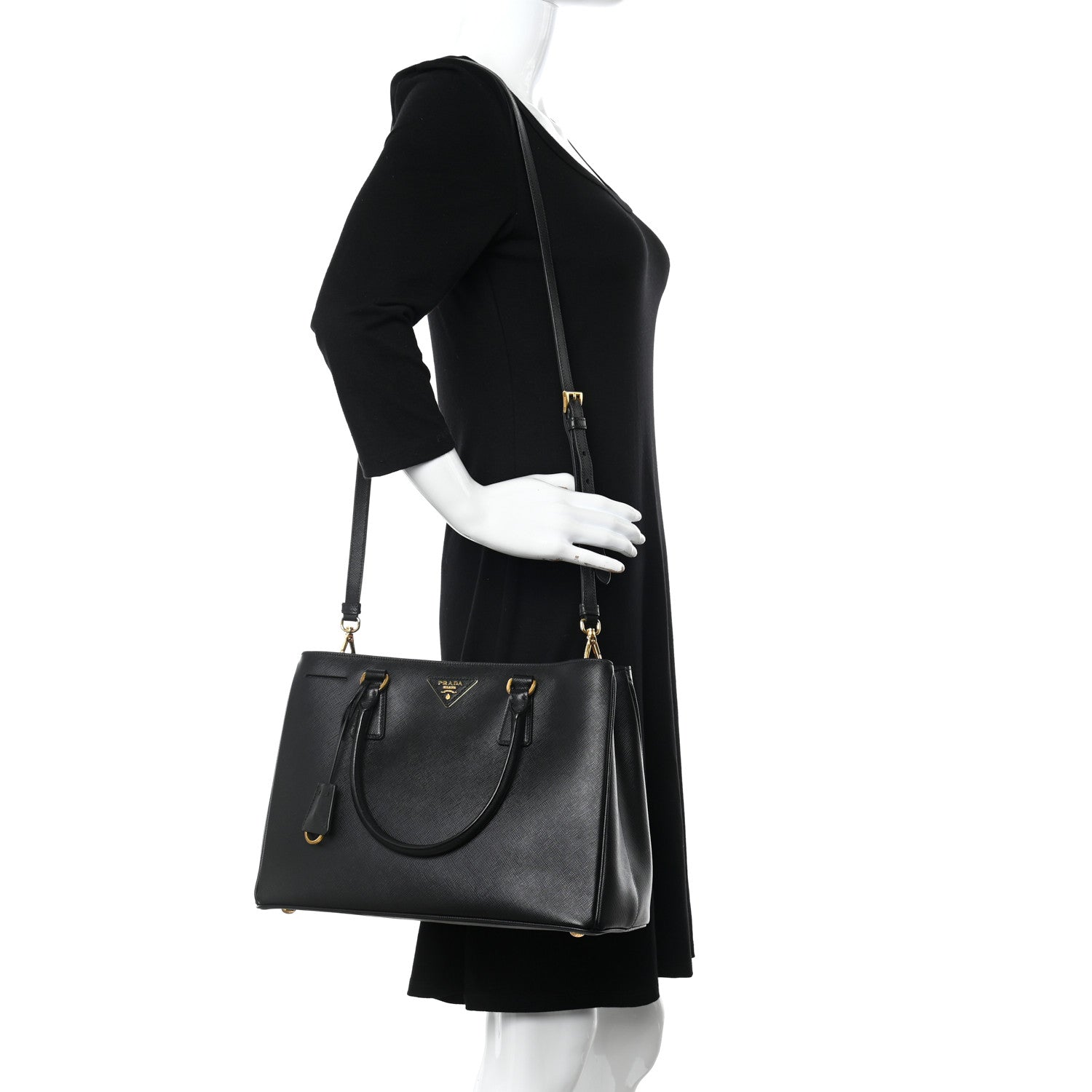 Prada Saffiano Lux Medium Tote Black 2 of 18