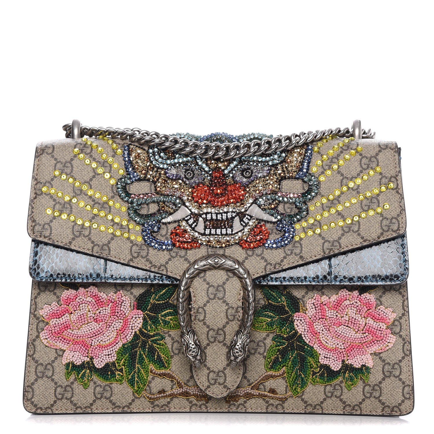 Gucci GG Supreme Monogram Python Embroidered Medium Dionysus Shoulder Bag 1 of 9