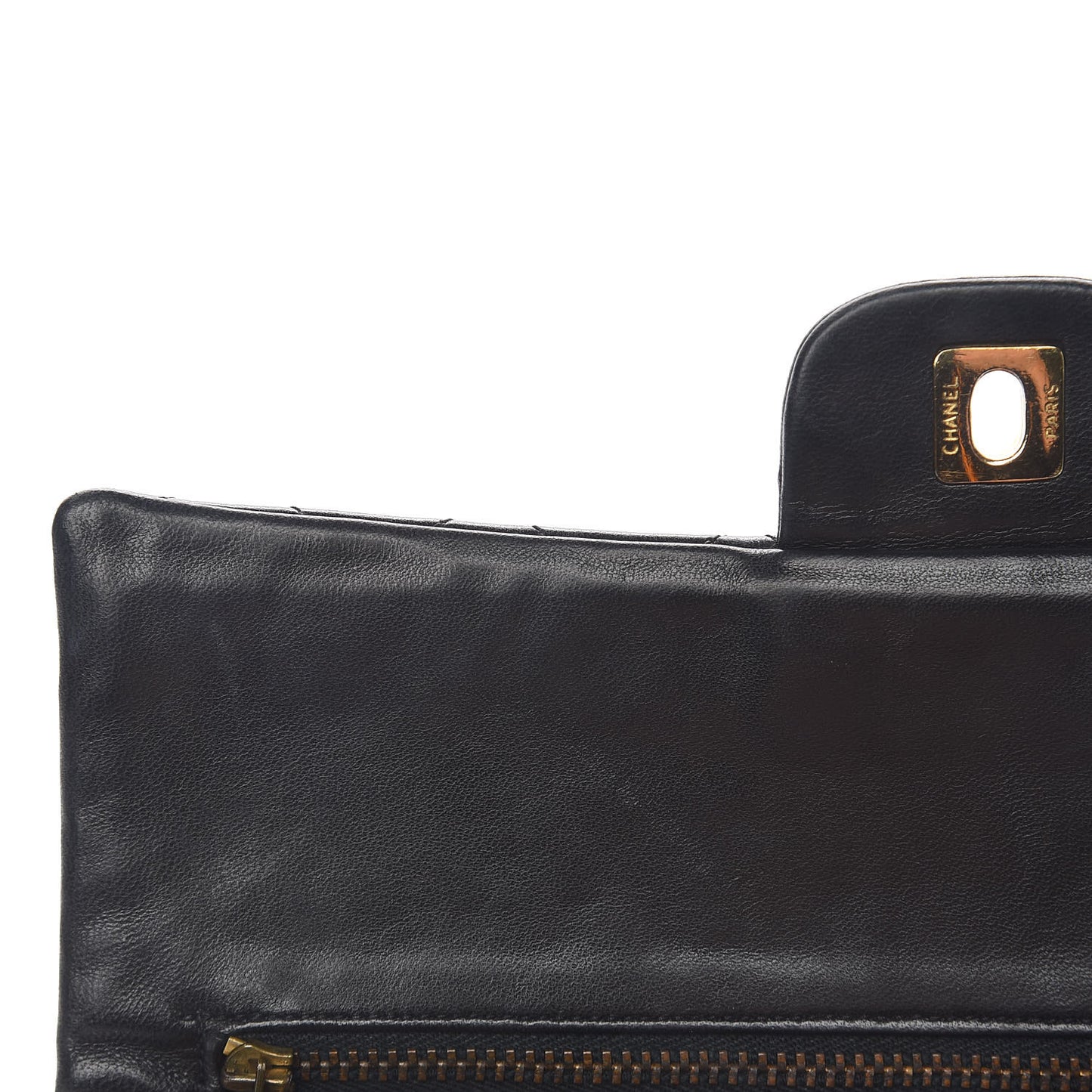 Lambskin Quilted Medium Double Flap Black