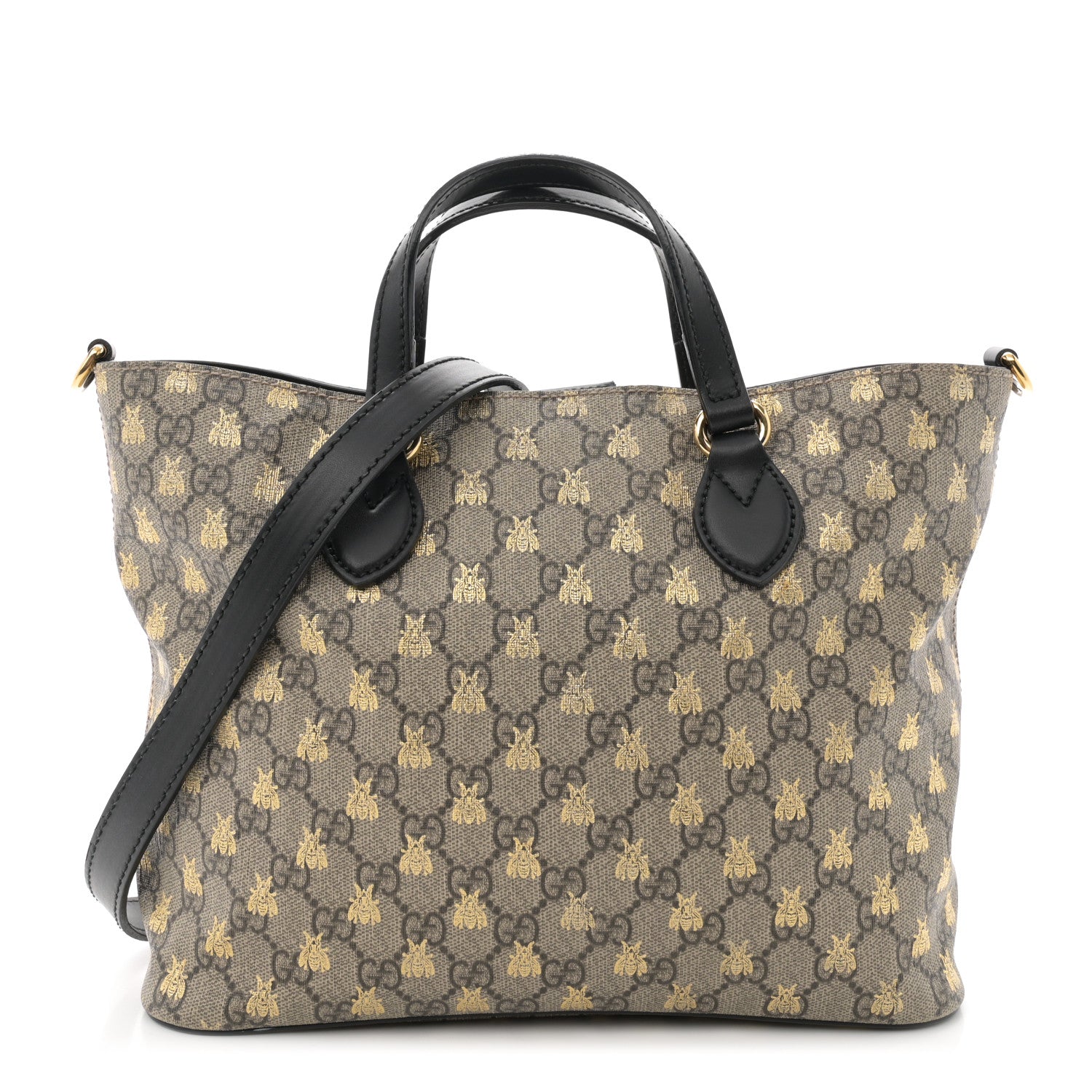 Gucci Soft GG Supreme Monogram Bees Small Crossbody Tote Beige Oro Black 1 of 13