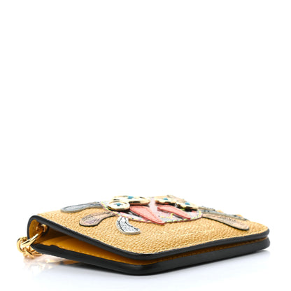 Burberry Calfskin Haymarket Check Appliqué Card Case Charm Yellow 4 of 8
