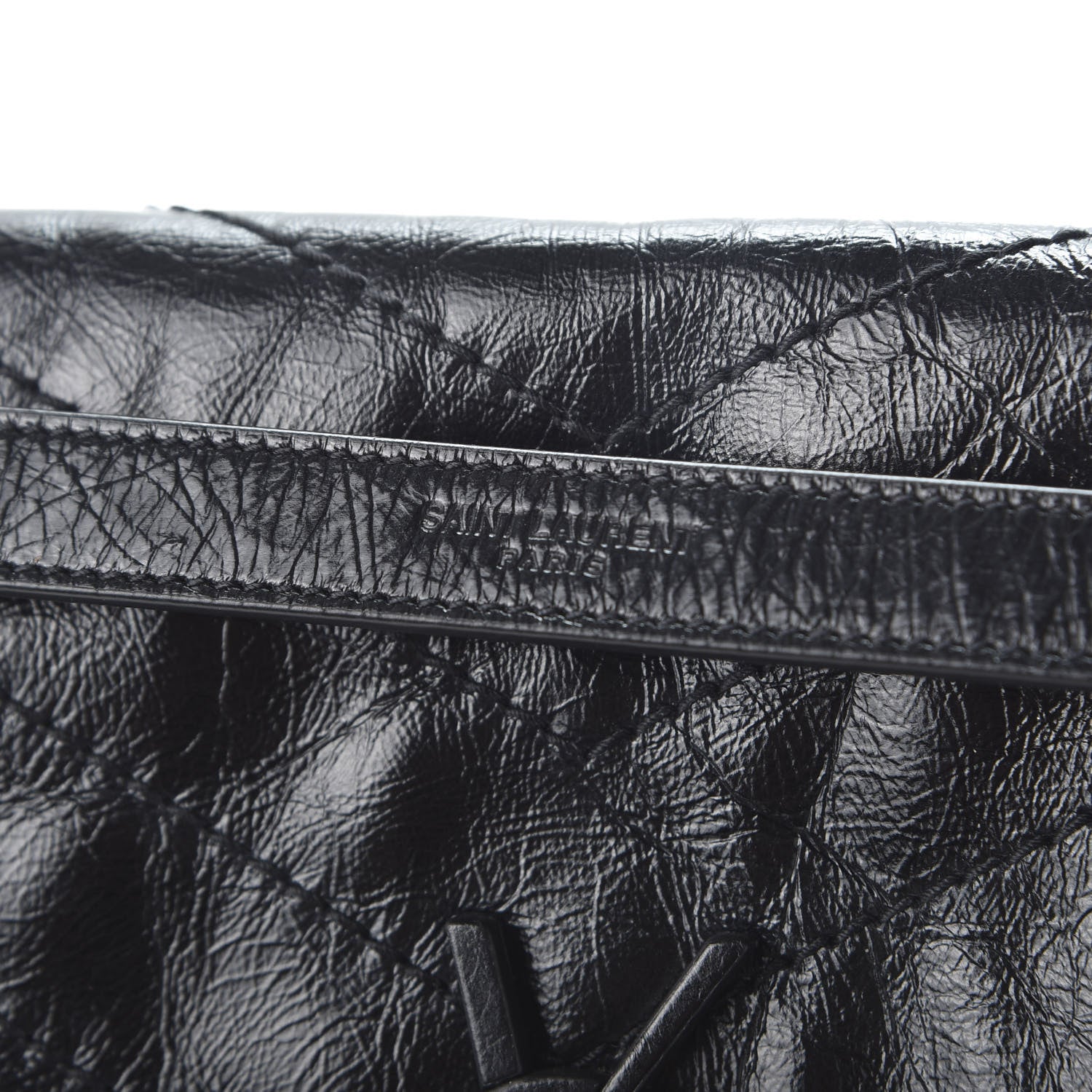 Saint Laurent Crinkled Calfskin Matelasse Monogram Medium Niki Chain Satchel Black 11 of 11