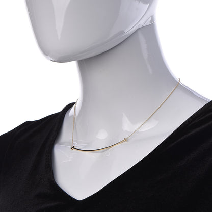 Tiffany 18K Yellow Gold Large T Smile Pendant Necklace 2 of 5