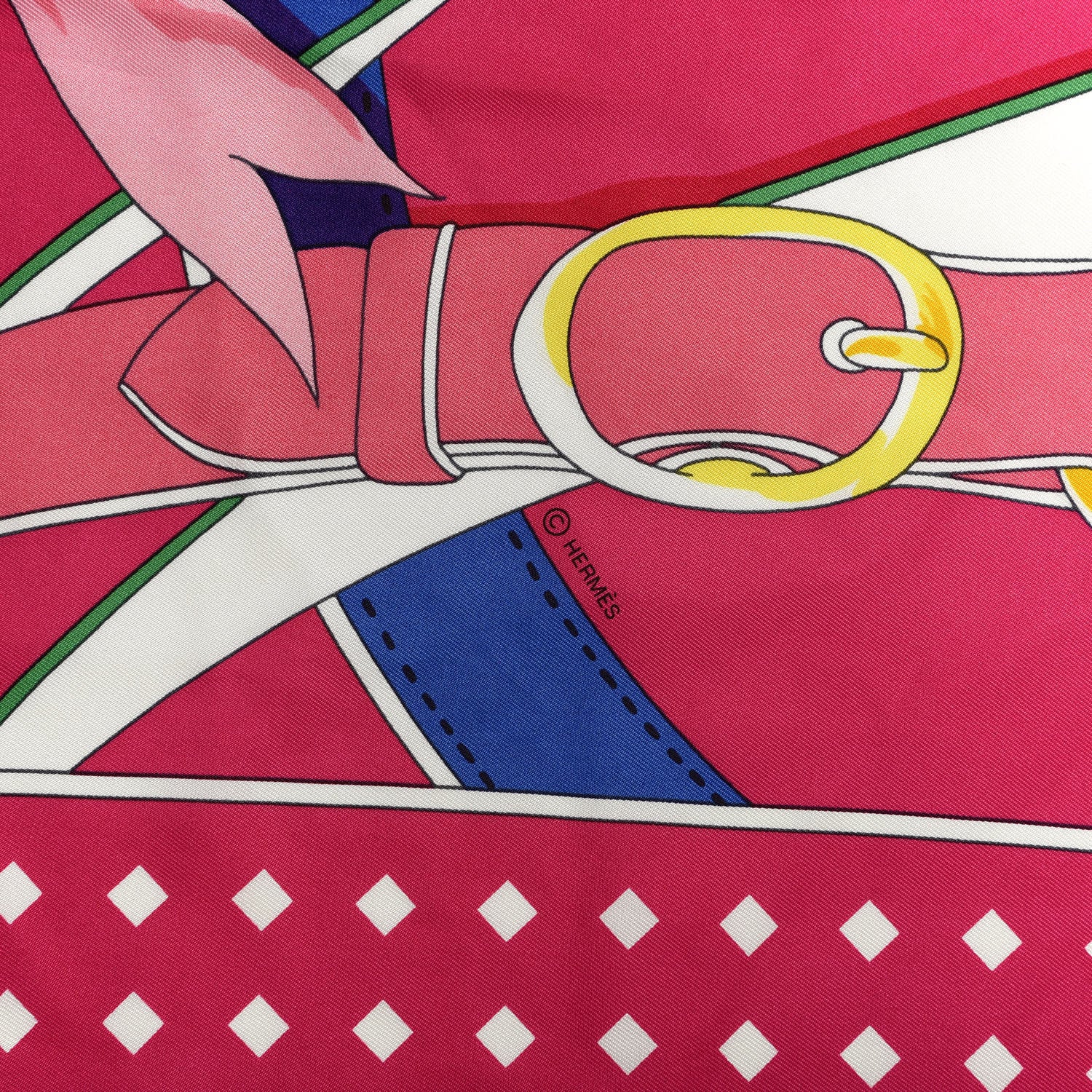 Hermes Silk La Promenade Du Matin Giant Pointe Triangle Scarf Rose Vif Jaune Vif Bleu 4 of 5