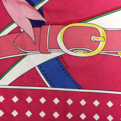 Hermes Silk La Promenade Du Matin Giant Pointe Triangle Scarf Rose Vif Jaune Vif Bleu 4 of 5