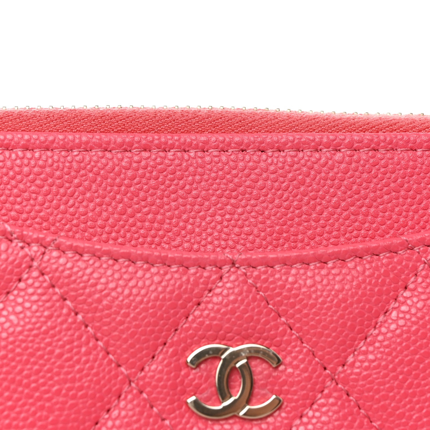 Chanel Caviar Quilted CC Zip Around Card Holder Rose 8 of 10
