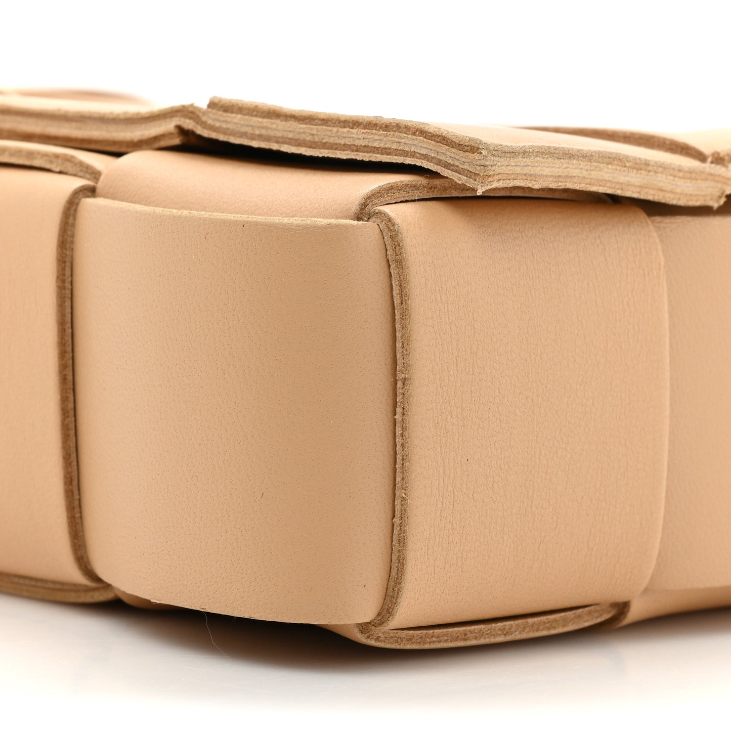 Lambskin Maxi Intrecciato Cassette Crossbody Bag Almond