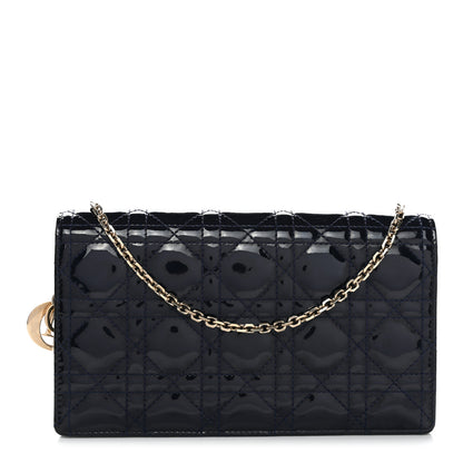 Christian Dior Patent Cannage Lady Dior Clutch Blue 1 of 10