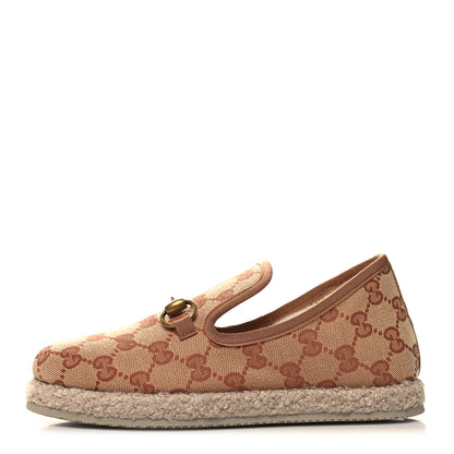 Gucci GG Monogram Womens Fria Horsebit Loafers 35 Beige Ruggine 1 of 10