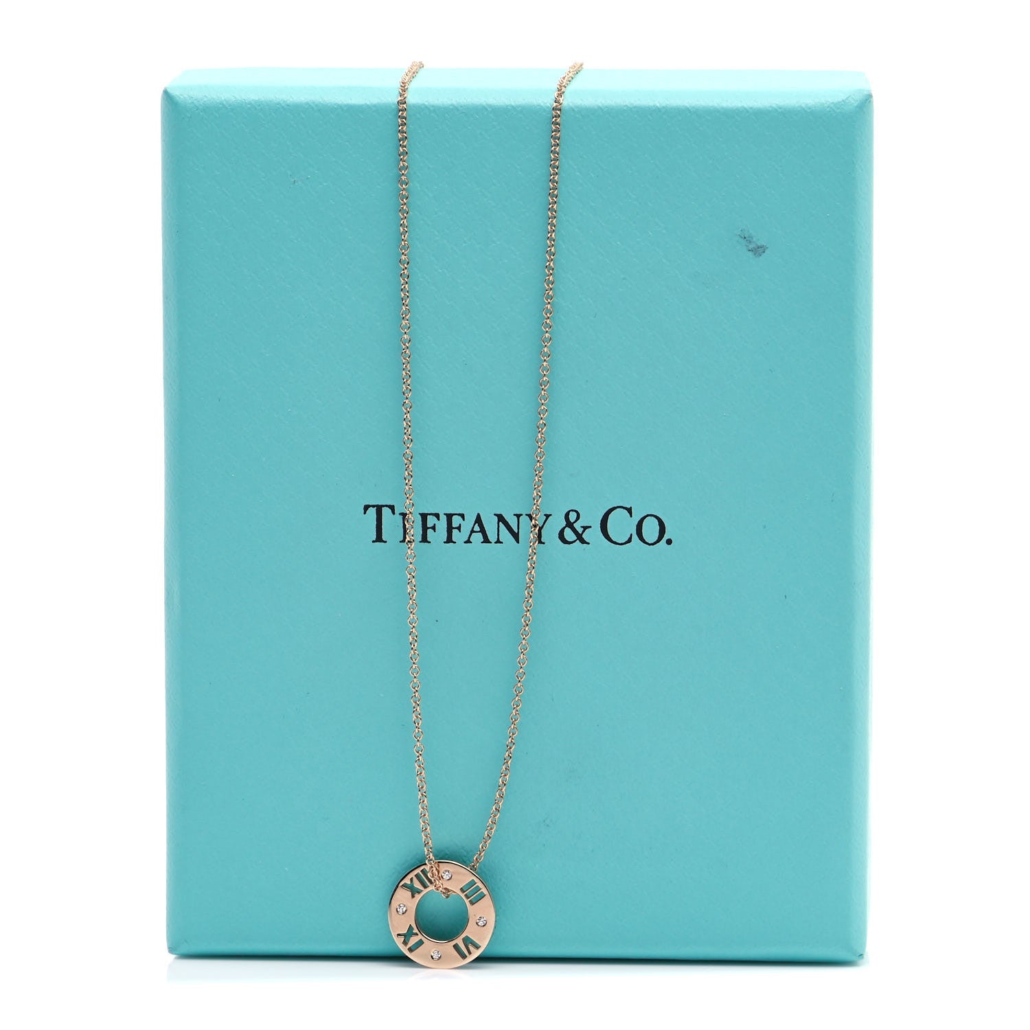 Tiffany 18K Rose Gold Diamond Atlas Pierced Pendant Necklace 7 of 7