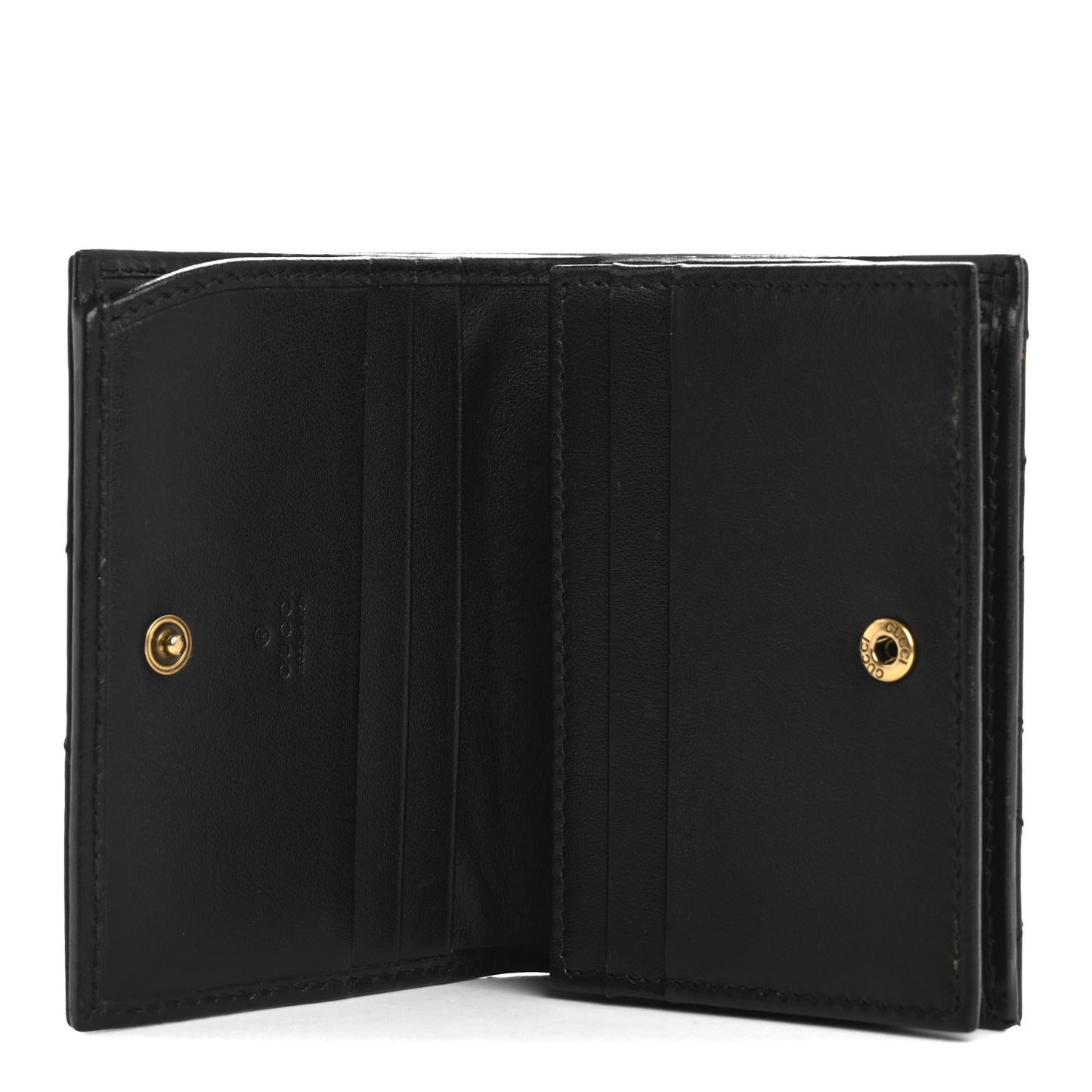 Calfskin Matelasse GG Marmont Card Case Wallet Black