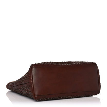 Saint Laurent Calfskin Woven Patti Tote Brown 4 of 10