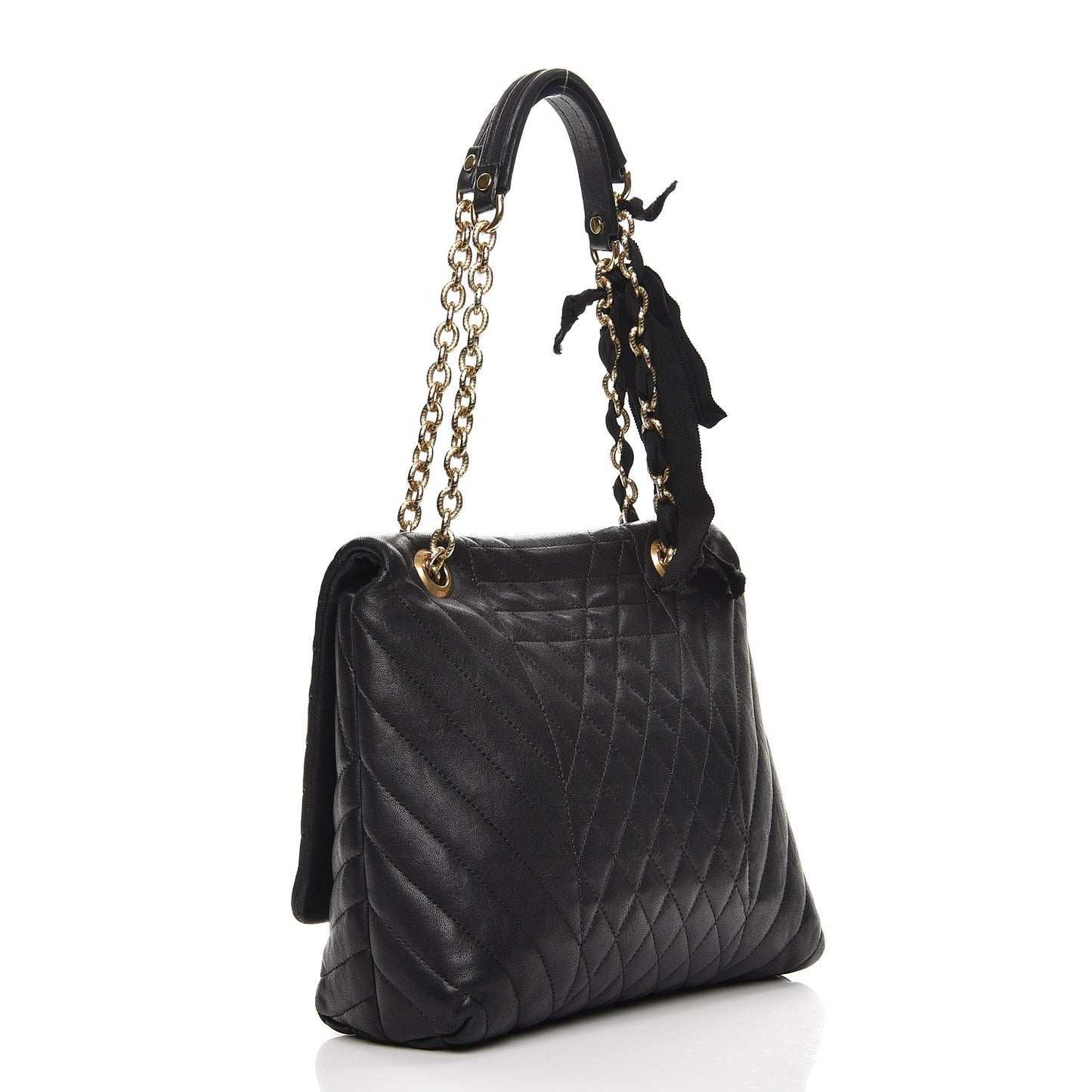 Lambskin Quilted Medium Happy Shoulder Bag Black