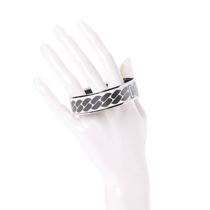 Hermes Enamel Printed Wide Clic C'est Noue Bracelet 70 Blanc Platine 2 of 5