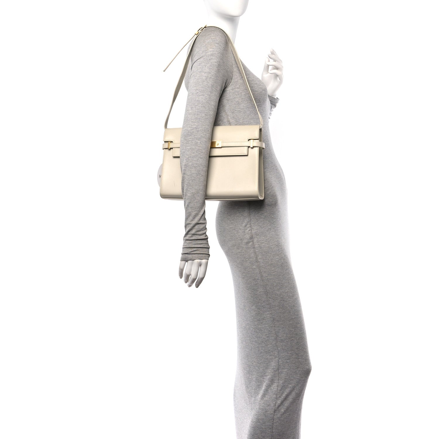 Saint Laurent Smooth Calfskin Manhattan Shoulder Bag Crema Soft 2 of 16