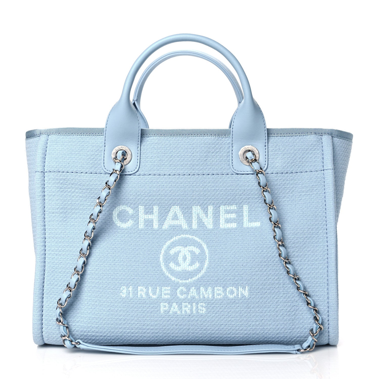 Chanel Mixed Fibers Small Deauville Tote Light Blue 2 of 11