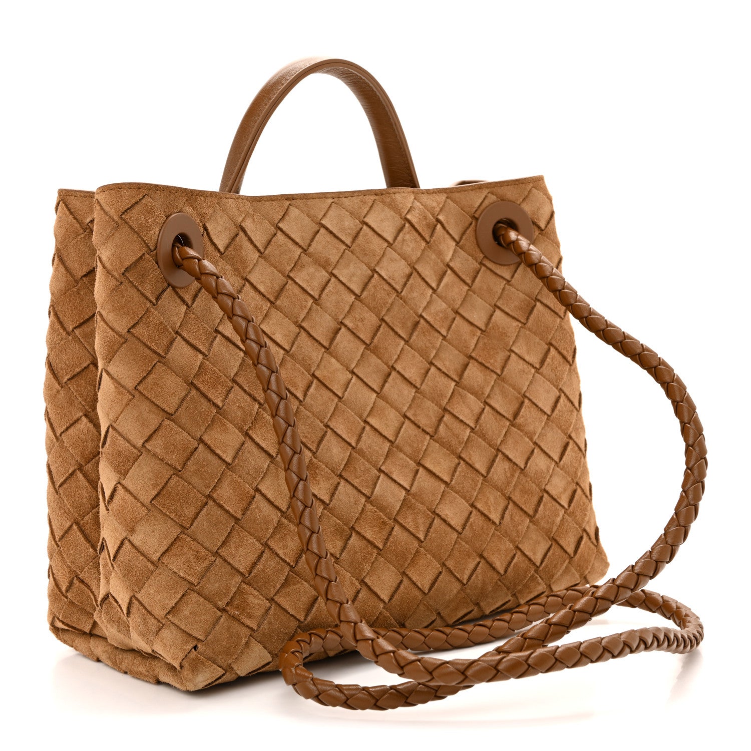 Bottega Veneta Suede Intrecciato Small Andiamo Shoulder Bag Amber 3 of 10