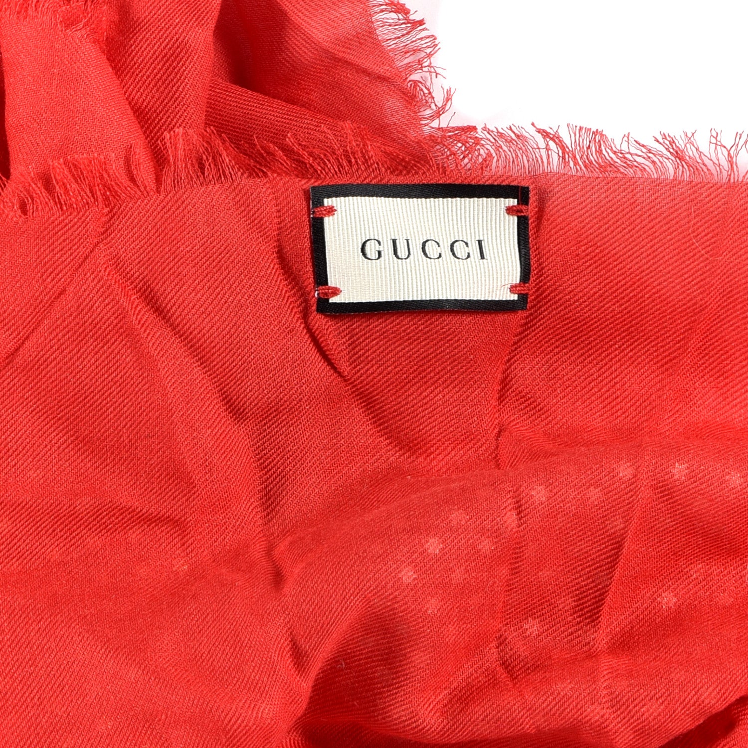 Gucci X SEGA Modal Cashmere GUCCY Stars Print Shawl Flame Red Gold 3 of 4