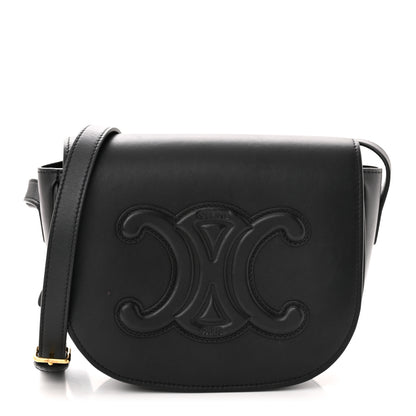 Celine Smooth Calfskin Cuir Triomphe Folco Crossbody Bag Black 1 of 12