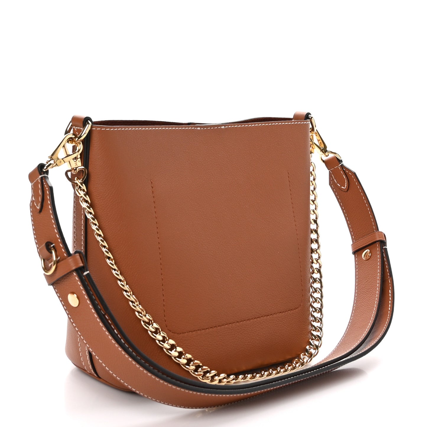 Calfskin Lock and Walk Bucket Cognac