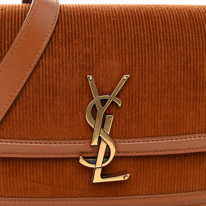 Saint Laurent Courduroy Small Solferino Satchel Brown 7 of 9