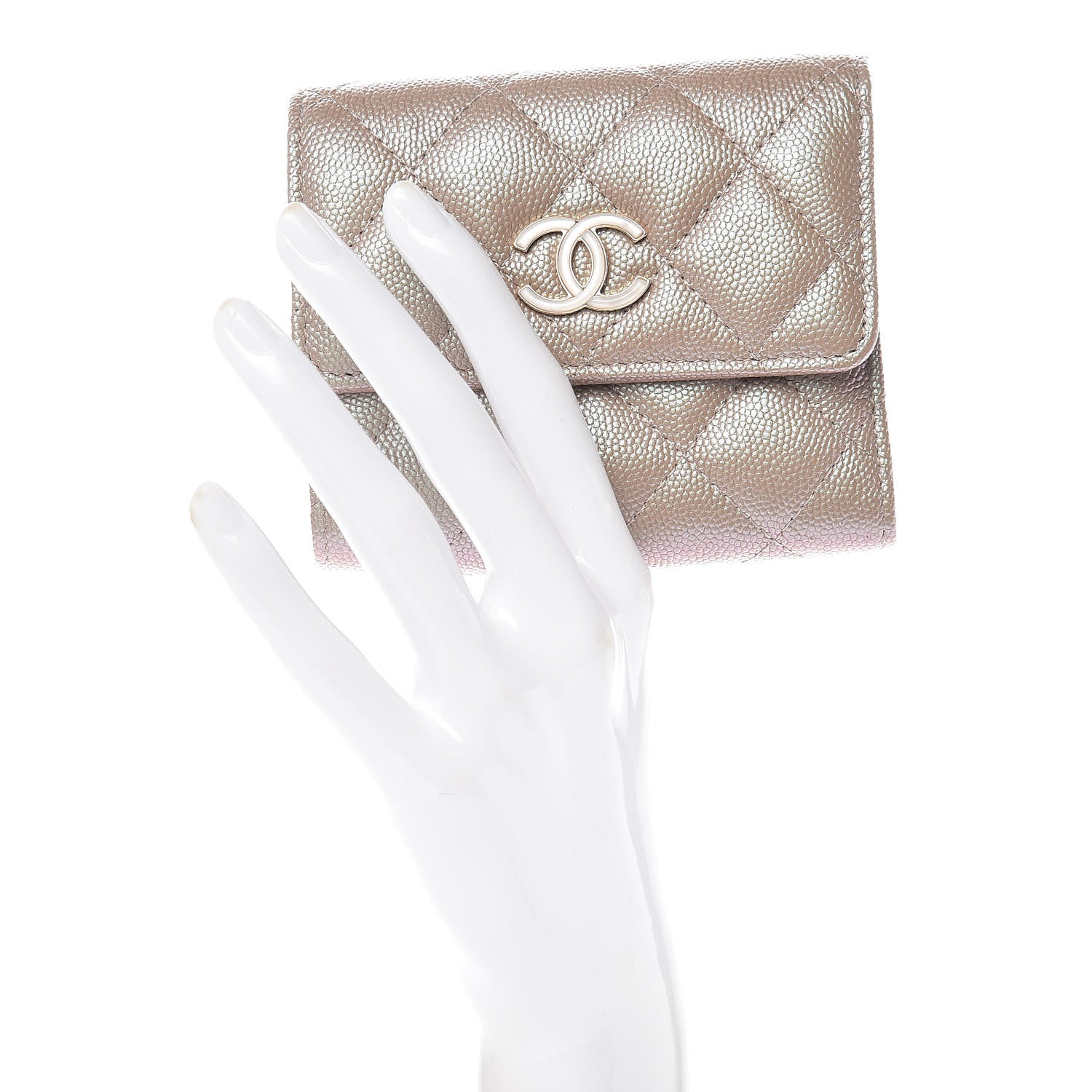 Chanel Iridescent Caviar Quilted Small Flap Wallet Beige 2 of 9