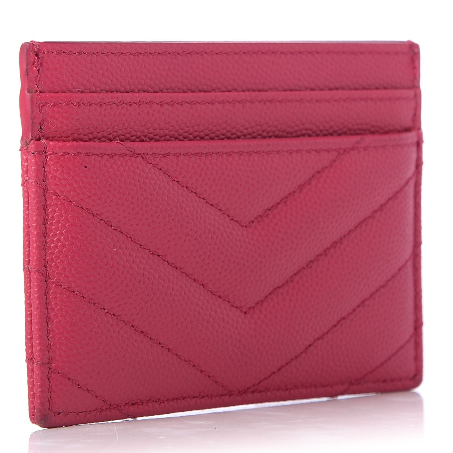 Grain De Poudre Matelasse Chevron Monogram Credit Card Case Fresh Fuxia